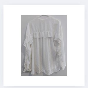 Max Studio White Ruffle Sleeve Blouse